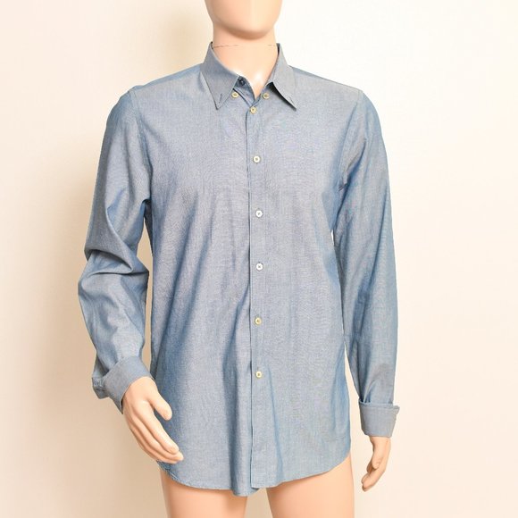 Paul Smith Button Down Chambray Blue Shirt XL - Picture 1 of 4